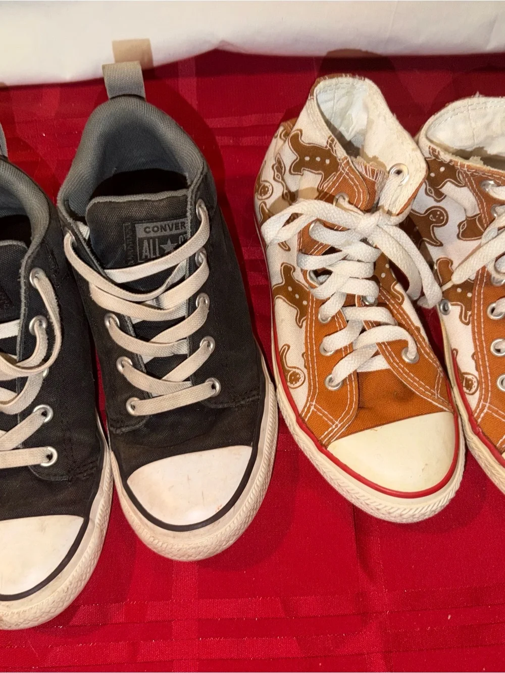 Converse High Tops in Black & Brown Paisley Accent